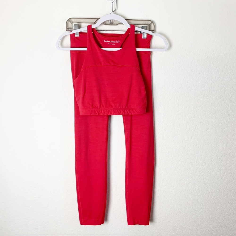 Outdoor voices pink sports leggings track set small